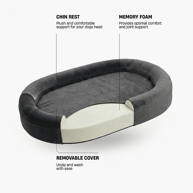 Chill Pill Memory Foam Dog Bed - Charcoal (Large)