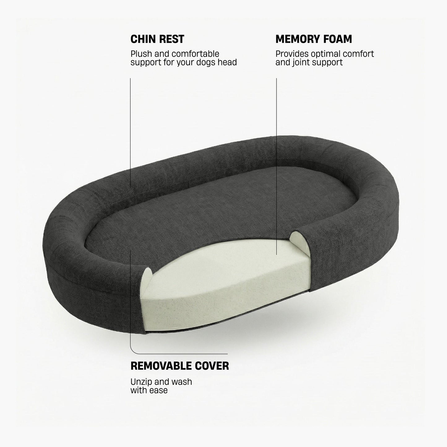 Chill Pill Memory Foam Dog Bed - Charcoal (Medium)