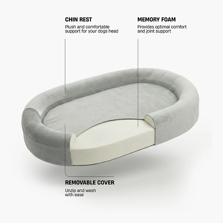 Chill Pill Memory Foam Dog Bed - Grey (Medium)