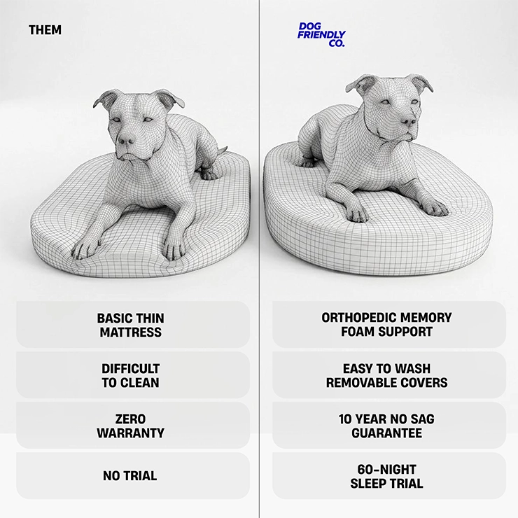 Chill Pill Memory Foam Dog Bed - Grey (Medium)