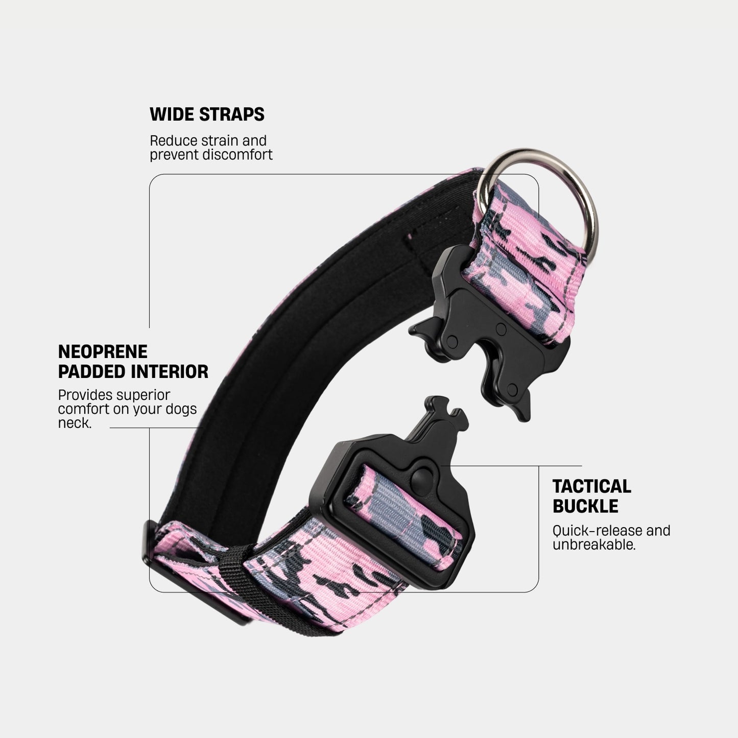 Tactical Dog Collar - Pink Camo