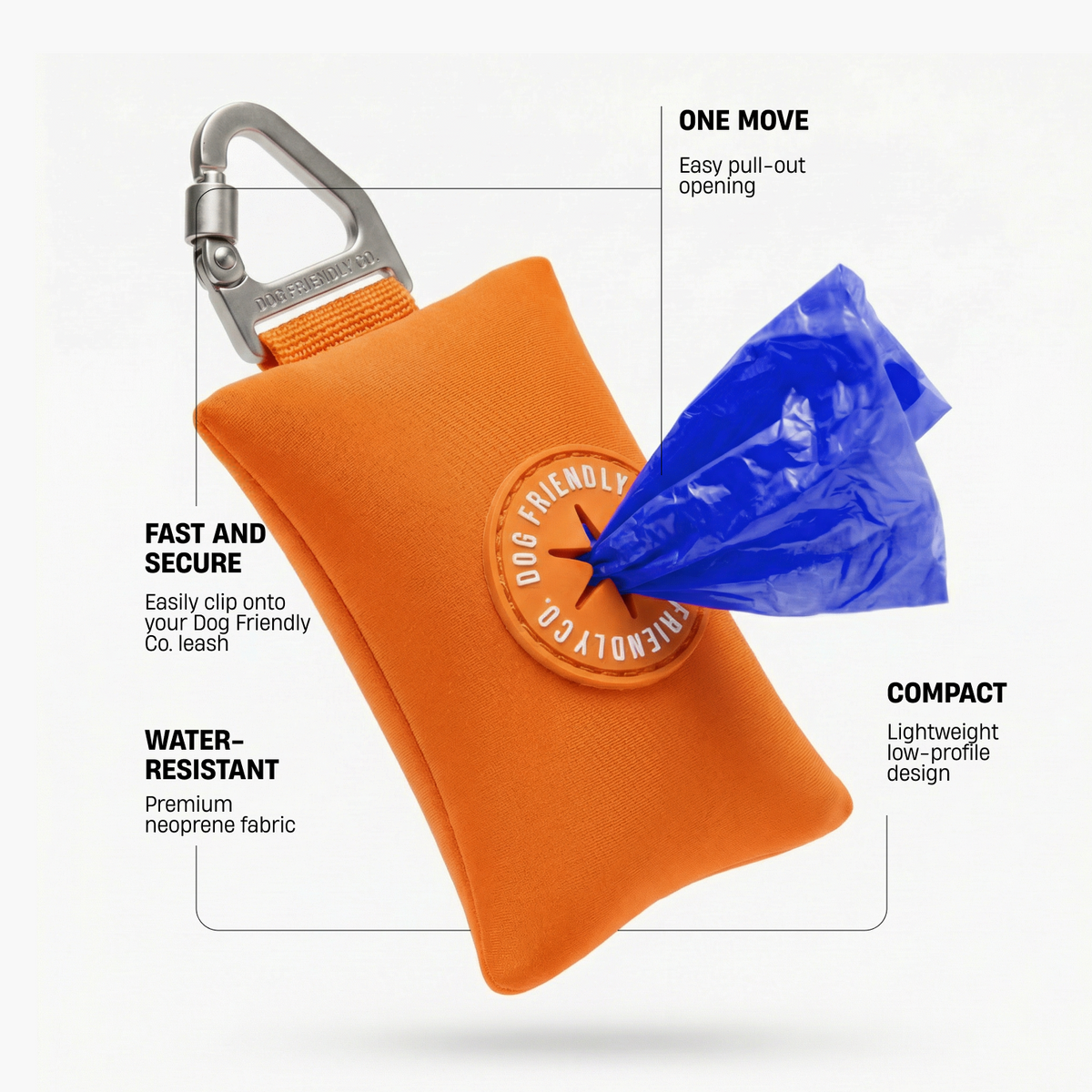 Dog Poop Bag Holder - Hi-Vis Orange