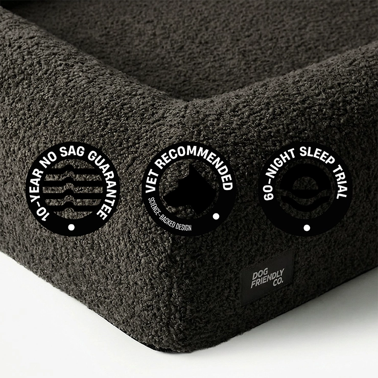 Premium Orthopedic Memory Foam Dog Bed - Brown Bouclé (Medium)