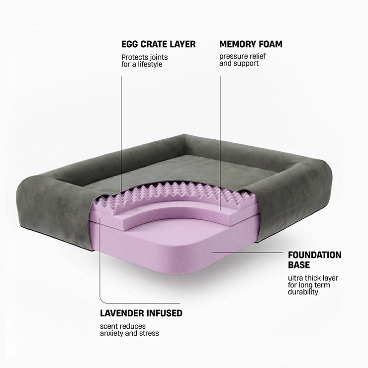 Premium Orthopedic Memory Foam Dog Bed - Charcoal
