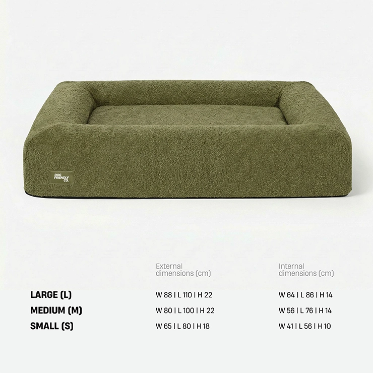 Premium Orthopedic Memory Foam Dog Bed - Green Bouclé (Medium)