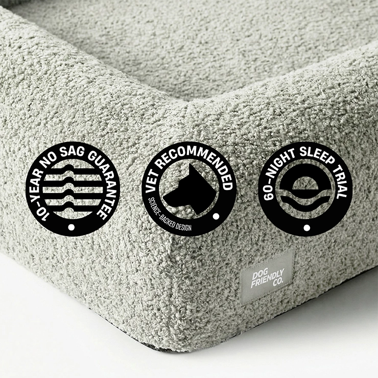 Premium Orthopedic Memory Foam Dog Bed - Grey Bouclé