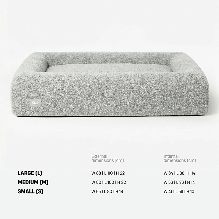 Premium Orthopedic Memory Foam Dog Bed - Grey Bouclé (Medium)
