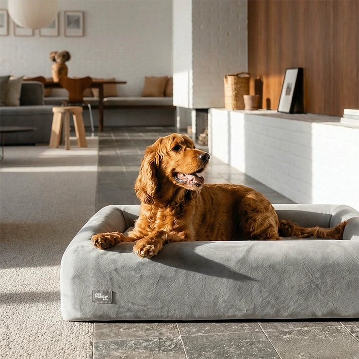Premium Orthopedic Memory Foam Dog Bed - Grey (Large)