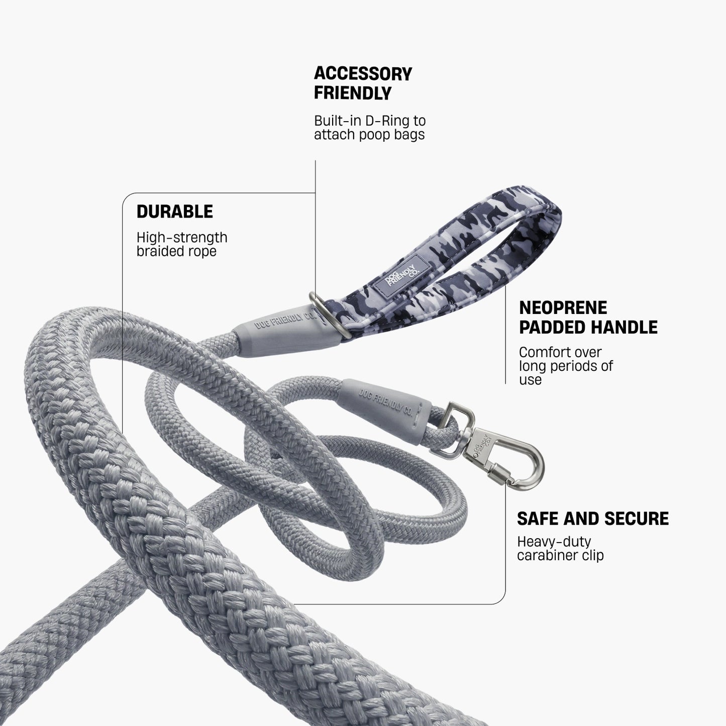 Rope Dog Leash - Grey Camo