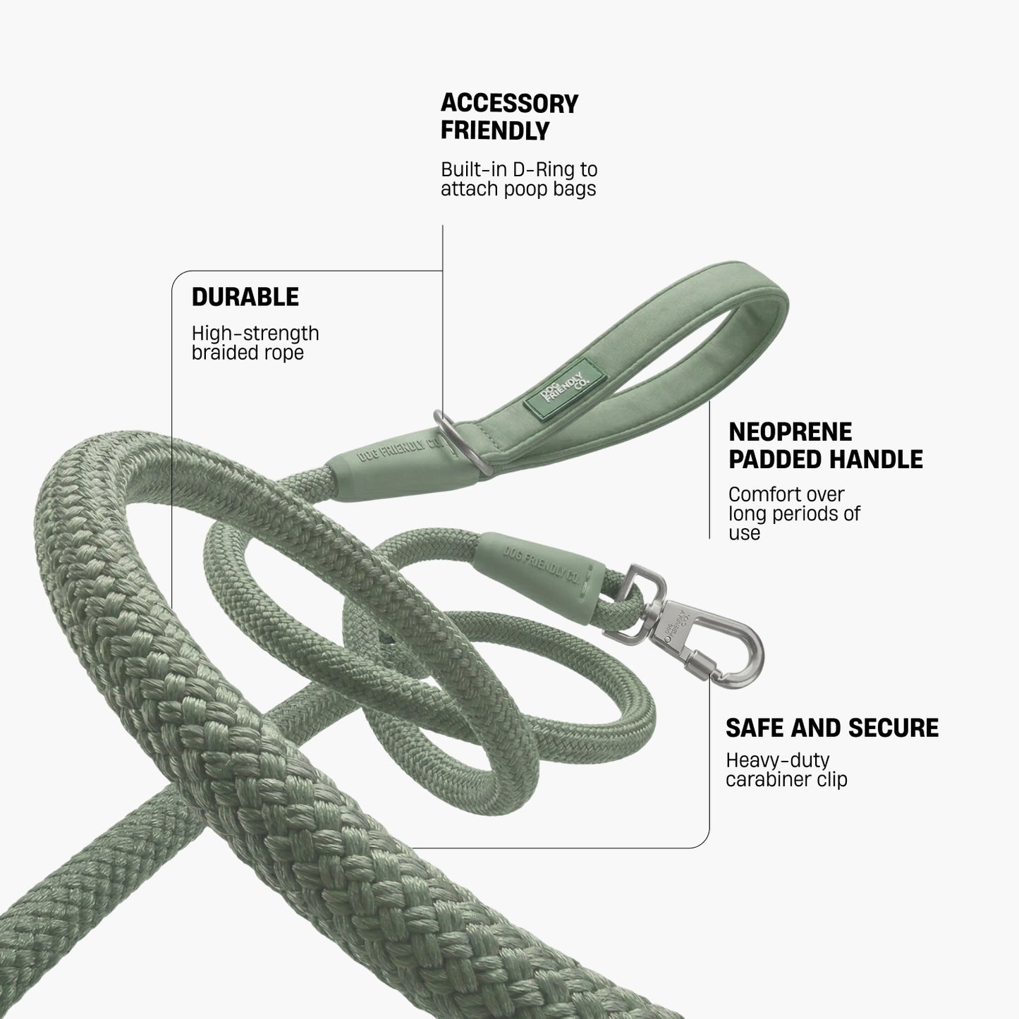 Rope Dog Leash - Khaki